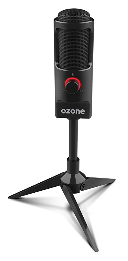 Microfono Gaming Ozone rec x50 streaming condensador electrodo sonido omnibidireccional iluminación led soporte estable usb negro de cardioide omnidireccional compatible pc ps4 ps3 mac y android