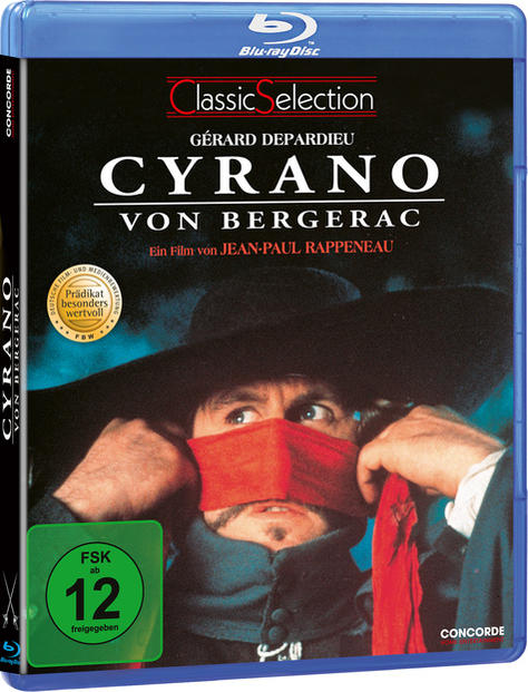 Cyrano de Bergerac Blu-ray-Filmcover mit dem Bild von Gérard Depardieu.