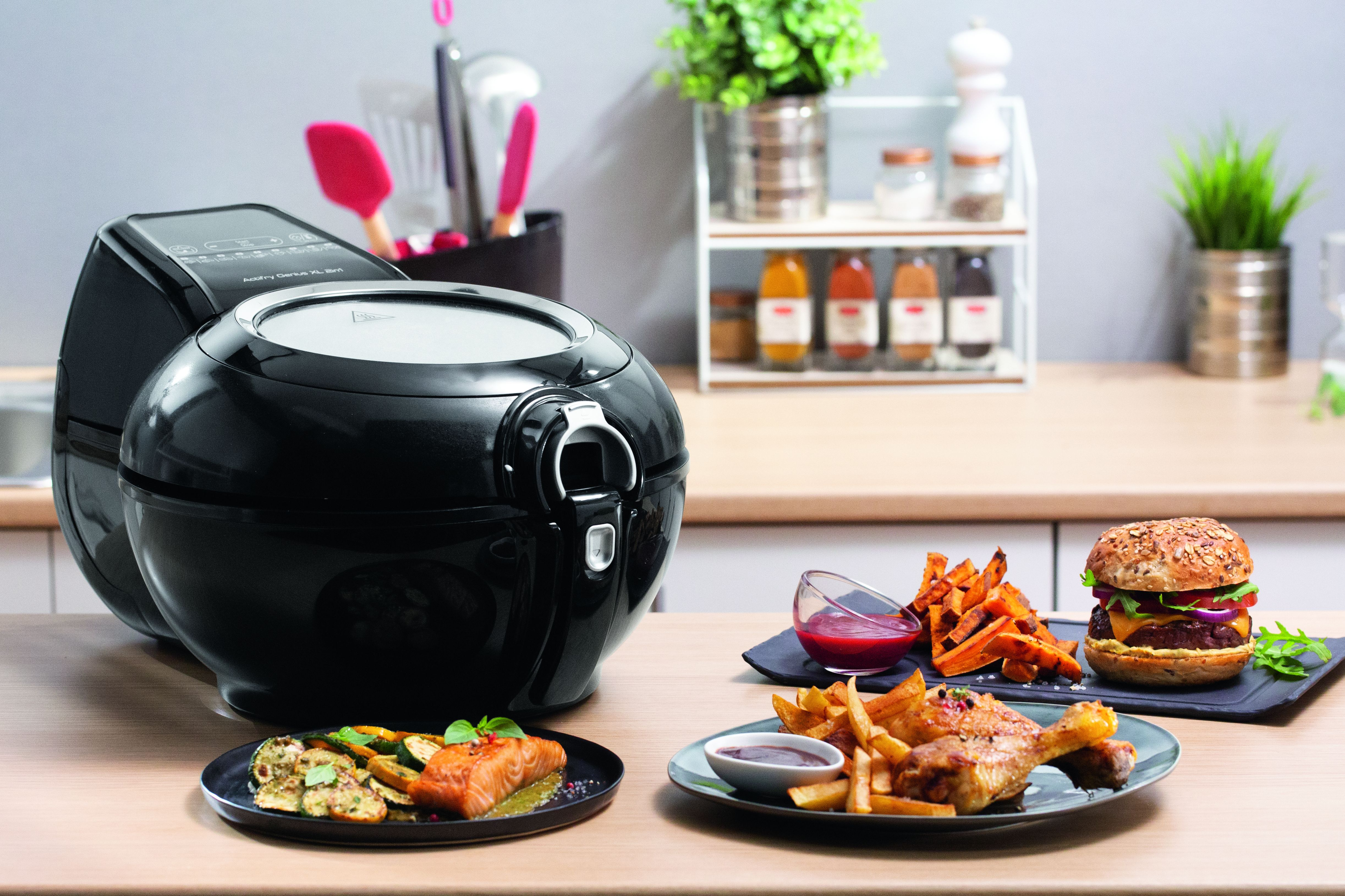 TEFAL Acti Fry Genius XL 2in1 9708 Heißluftfritteuse (1,7 kg, 1500 Watt, Schwarz)