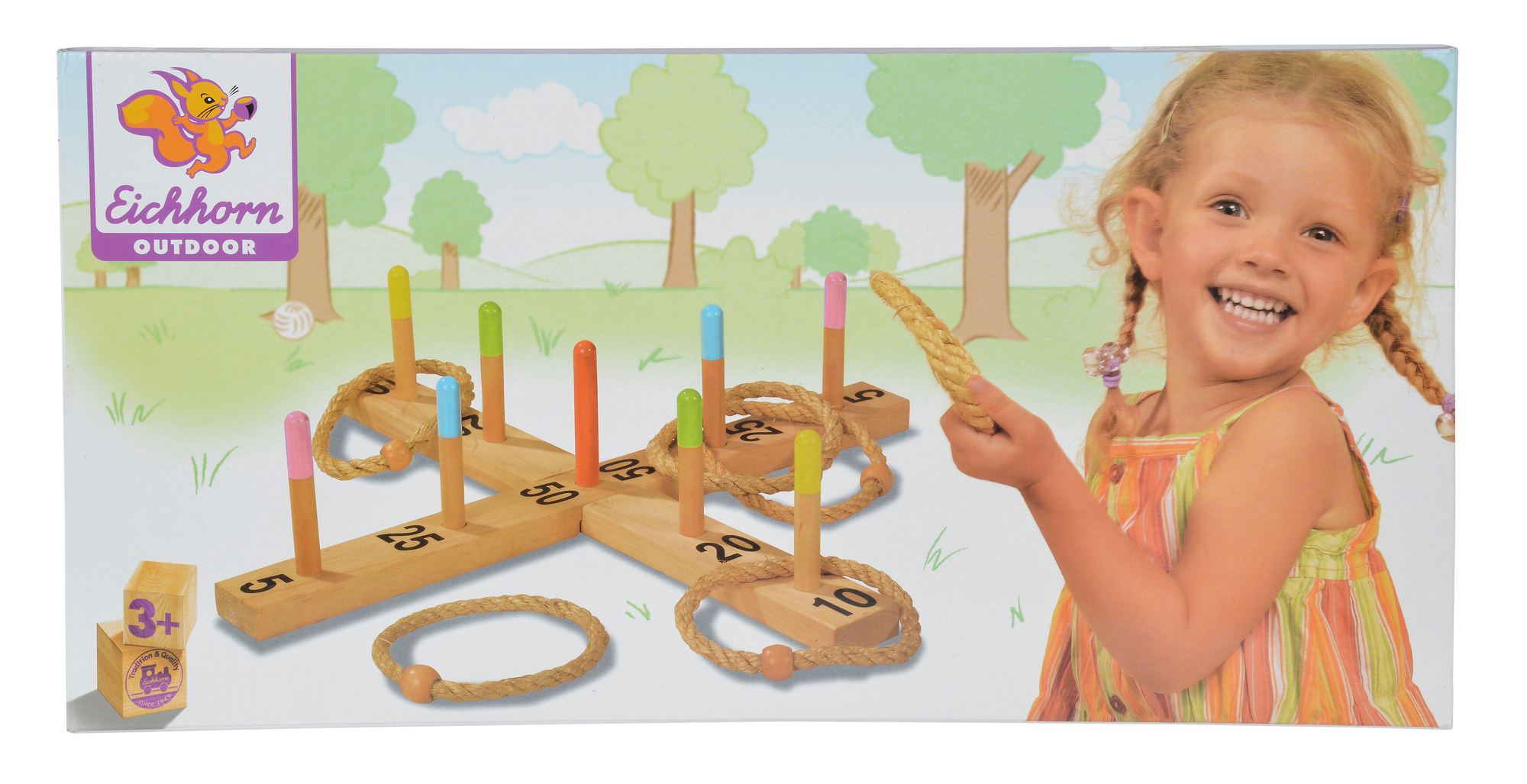 EICHHORN Ringwurfspiel Spielset Naturfarben/Mehrfarbig