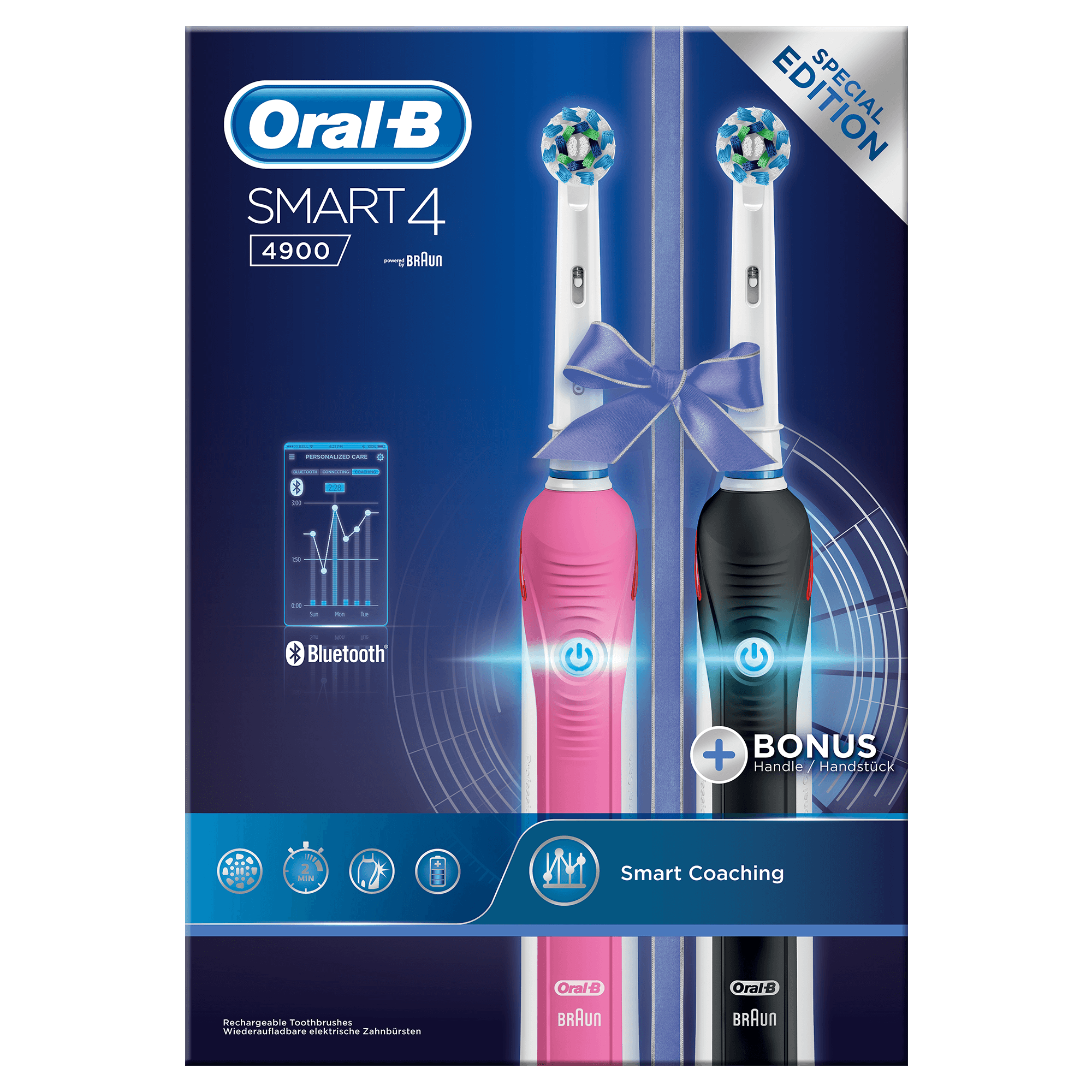 ORAL-B Smart 4 4900 Zwart en Roze - Elektrische Tandenborstel 2 stuks