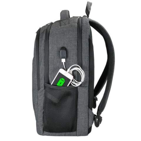 Mochila para portátil de 15.6" - E-Vitta Power, 3 departamentos, Conector USB, Gris