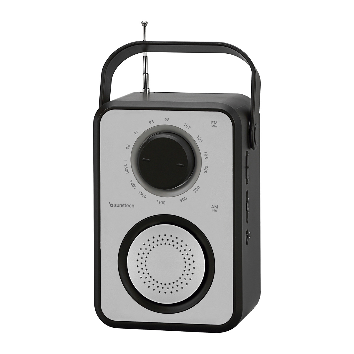 Radio portátil -  SUNSTECH RPR1170, AM/FM, Analógica, 3W, USB, Lector de tarjetas, Negro y Plata