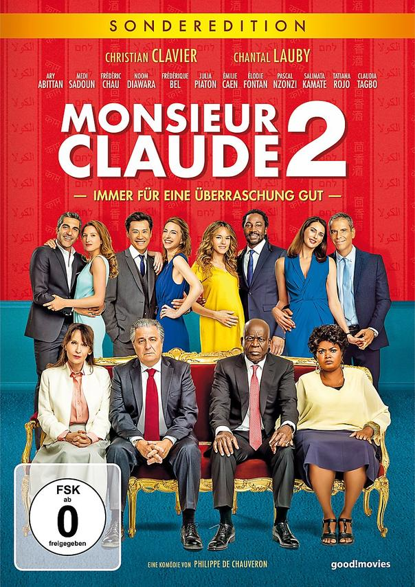 DVD-Cover des französischen Films Monsieur Claude 2, mit der Besetzung.