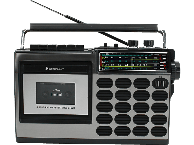 SOUNDMASTER RR18SW Radiokassettenrecorder, Analog, AM, FM, KW, Schwarz