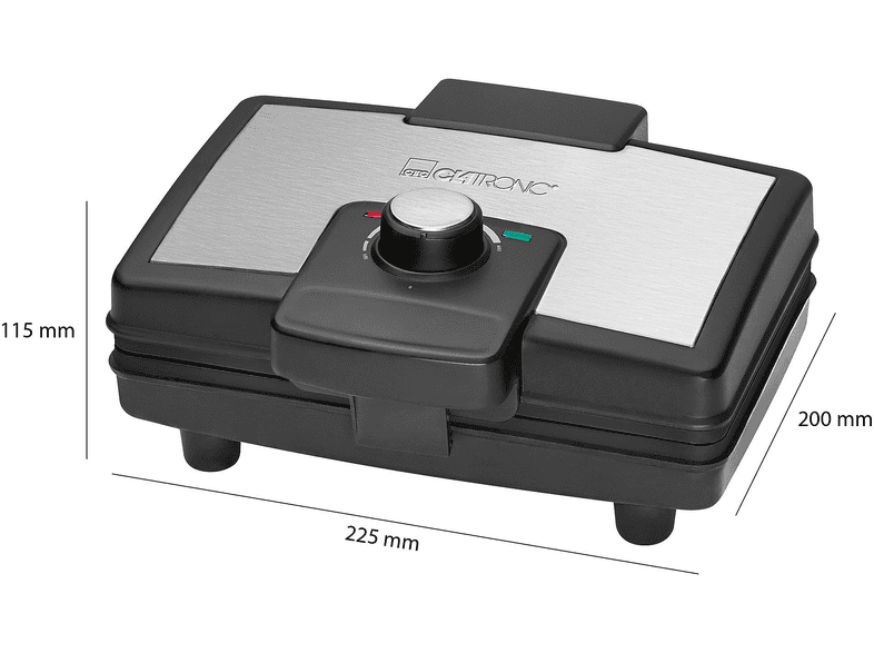 Clatronic WA 3606 Waffeleisen, Schwarz/Inox, 800 Watt — Foto 4 von 4