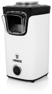 White popcorn maker. Black top and details. Princess brand. White background.