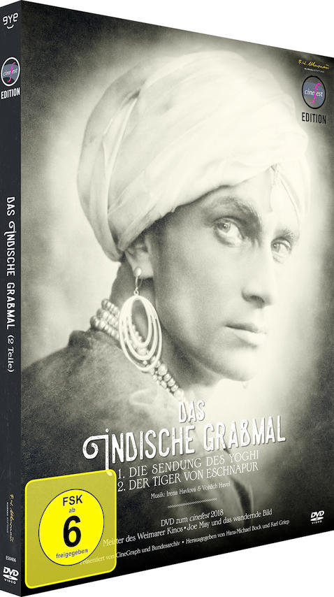 DVD-Cover: Schwarz-Weiß-Bild eines Mannes mit Turban. Deutscher Text.