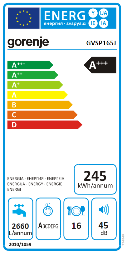 GORENJE GVSP 165 J beépíthető mosogatógép