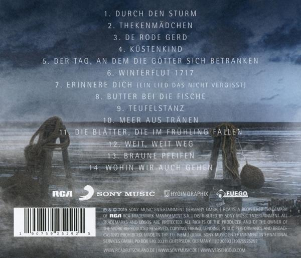 Album-Rückseite mit Songtiteln und einem Bild von Wasser mit einem Pier.