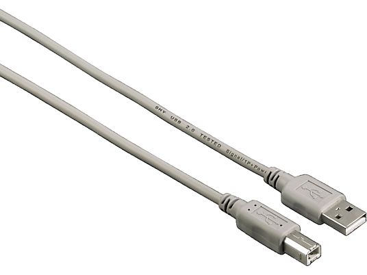 HAMA Type A/B 4M - USB Kabel, 4 m, 480 Mbit/s, Grau