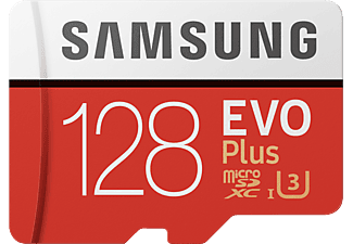 SAMSUNG EVO+ 95MB/S CL10 U1+AD - Micro-SDXC-Cartes mémoire  (128 GB, 100, Blanc/Rouge)