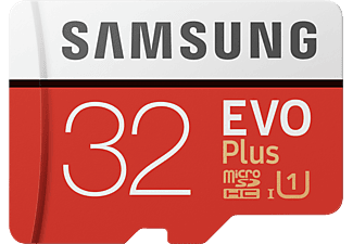 SAMSUNG EVO+ 95MB/S CL10 U1+AD - Micro-SDHC-Speicherkarte  (32 GB, 95 MB/s, Weiss/Rot)