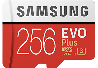 SAMSUNG EVO+ 95MB/S CL10 U1+AD - Micro-SDXC-Speicherkarte  (256 GB, 100, Weiss/Rot)