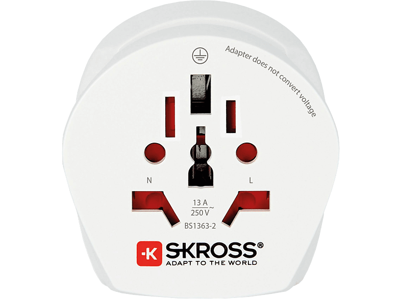 SKROSS Travel Adapter World/ EK&UK - Reiseadapter (Weiss)