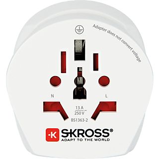 SKROSS Travel Adapter World/ EK&UK - Adaptateur Voyage (Blanc)