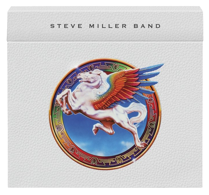 Pochette d'album. Fond blanc avec un cheval dans un cercle avec une aile arc-en-ciel.