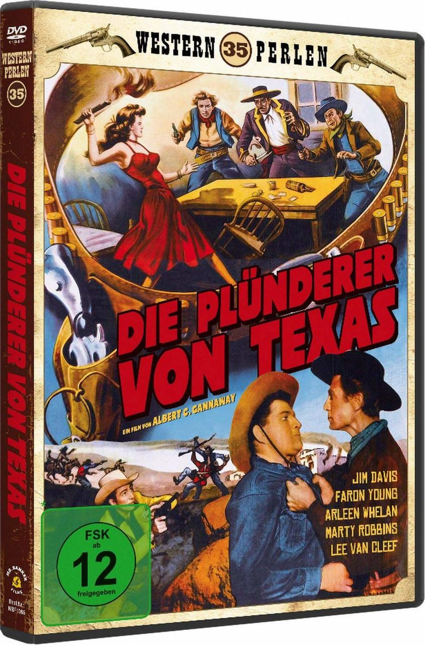 DVD-Cover: Western-Szene mit Cowboys, eine Frau in Rot und ein Titel in fetten Buchstaben.