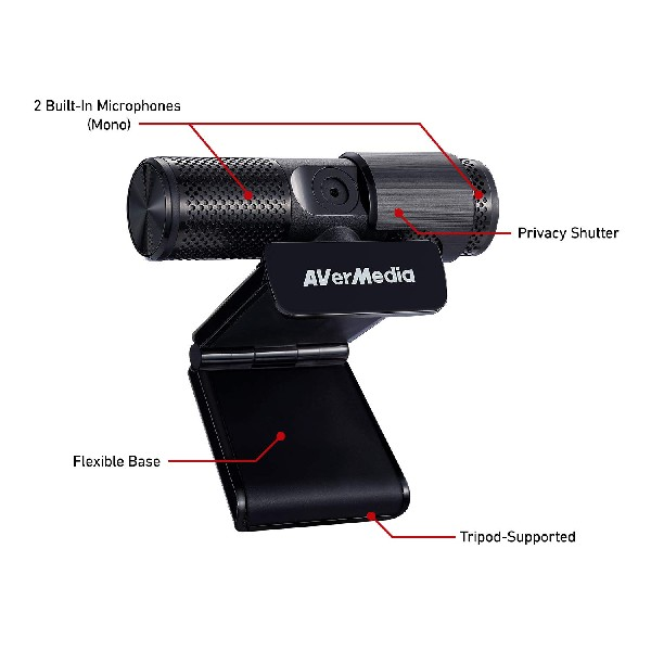 Capturadora de vídeo - Avermedia Pack Streaming, Capturadora de vídeo + Micrófono USB + Webcam, Negro