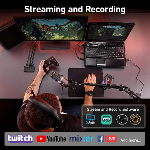 Capturadora de vídeo - Avermedia Pack Streaming, Capturadora de vídeo + Micrófono USB + Webcam, Negro