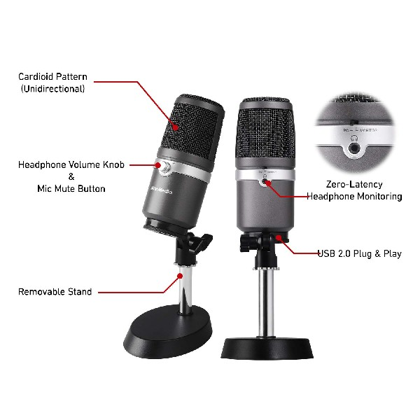 Capturadora de vídeo - Avermedia Pack Streaming, Capturadora de vídeo + Micrófono USB + Webcam, Negro