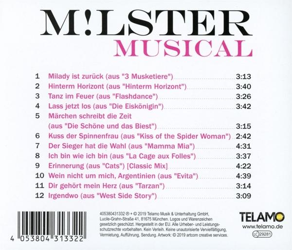 CD-Cover für eine Musical-Compilation. Enthält Songtitel und eine Titelliste. Rosa Akzente.