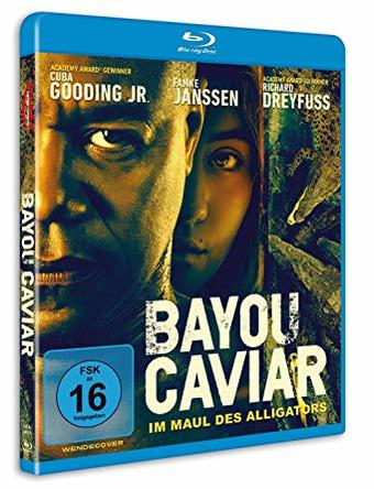 Blu-ray-Cover mit Gesichtern von Schauspielern. Titel: Bayou Caviar. Film ist auf Deutsch. Ein dunkles Bild mit den Gesichtern.