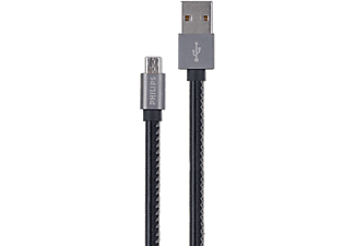 PHILIPS DLC2518B 1.2m Deri Micro Usb Kablo Siyah/Gri