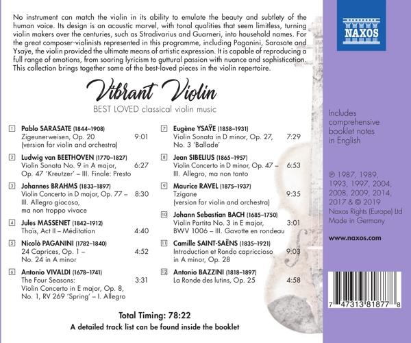 Rückseite einer klassischen Musik-CD. Enthält Titelliste und Credits mit schwarzem Text auf weißem Hintergrund.