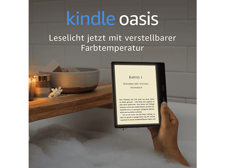 Farbtemperatur, eBook verstellbarer Mit mit Werbung Reader KINDLE wasserfest, Oasis inkl. WLAN, Grafit Leselicht