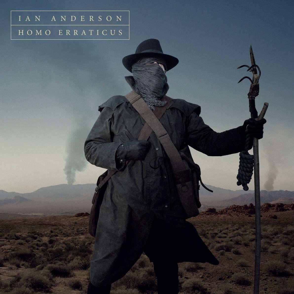 Albumcover von Ian Anderson mit maskiertem Mann in postapokalyptischer Landschaft.