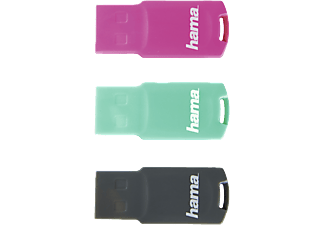 HAMA Pastell 3er-Pack - USB-Stick  (8 GB, Grau/Grün/Pink)