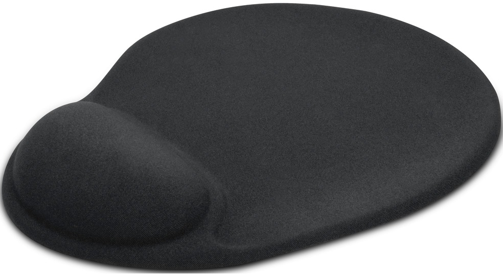 Tappetino per mouse ergonomico nero con poggiapolsi.