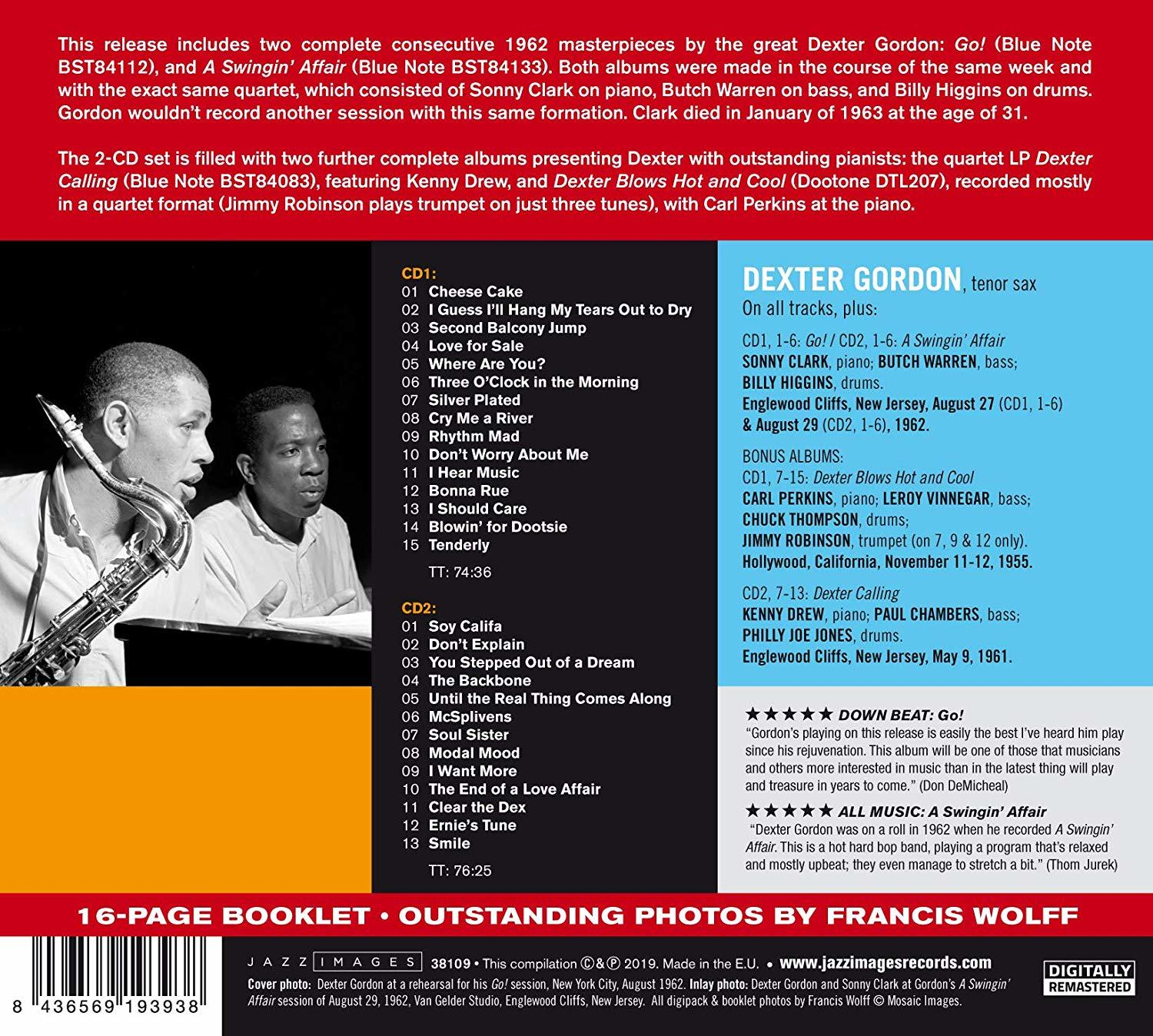 Albumcover mit Text über Jazzmusik. Links ist ein Foto eines Mannes.