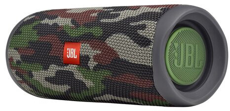 Ein Lautsprecher von JBL mit Tarnmuster und grünen Akzenten.
