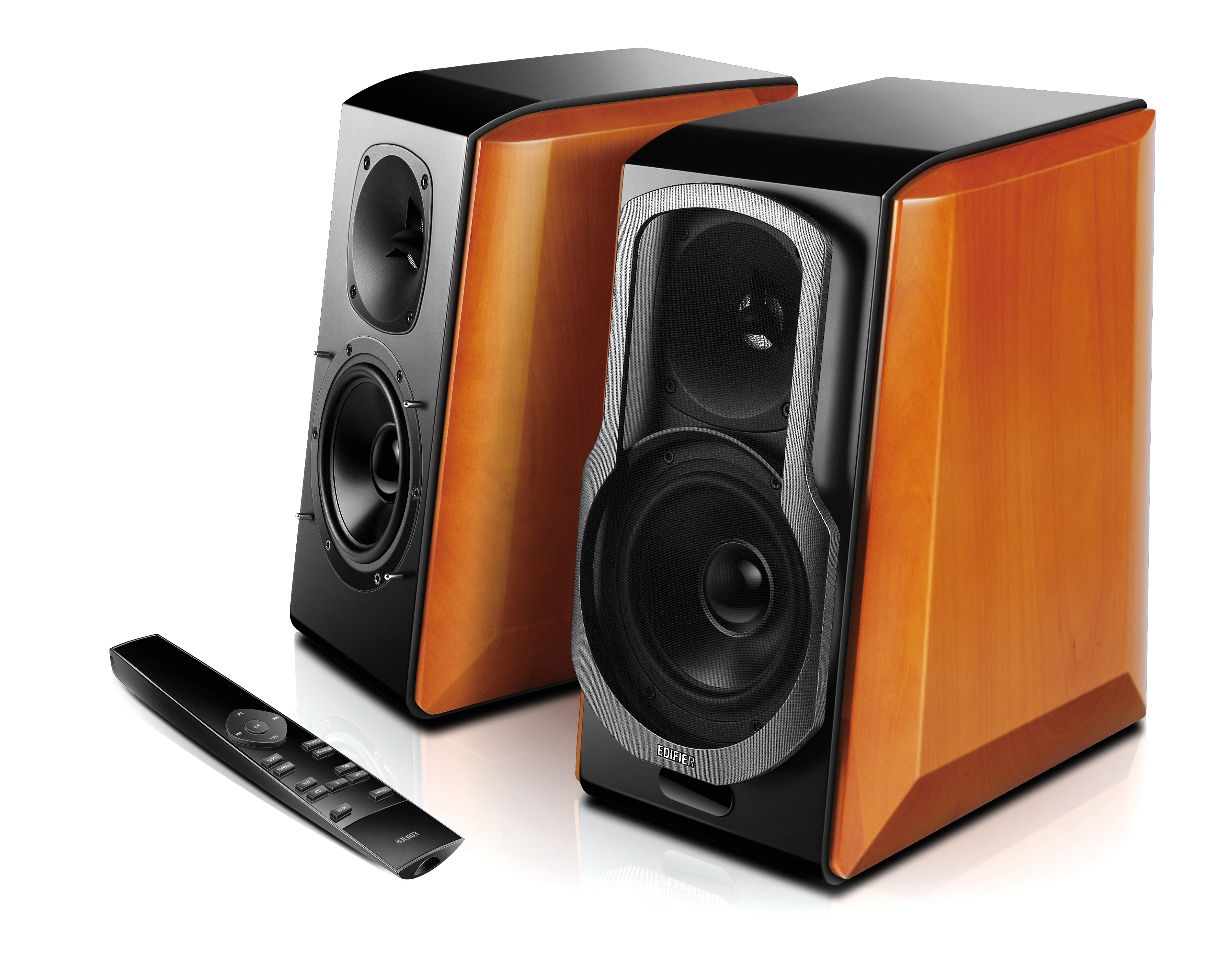 EDIFIER S2000 PRO Aktiver 2.0 Regallautsprecher (Aktives Regallautsprechersystem mit Bluetooth (aptX), Holzfarben, Schwarz