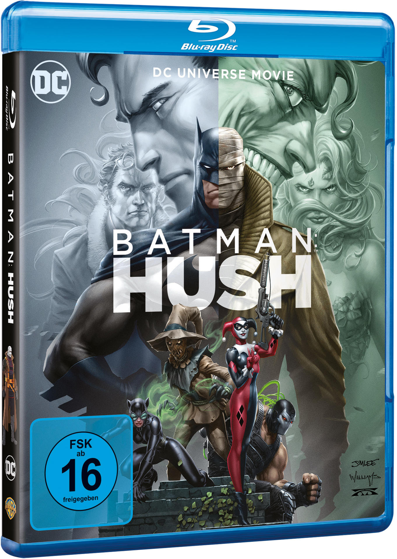 Blu-ray-Disc-Hülle mit Batman Hush-Artwork und einem Rating-Logo.