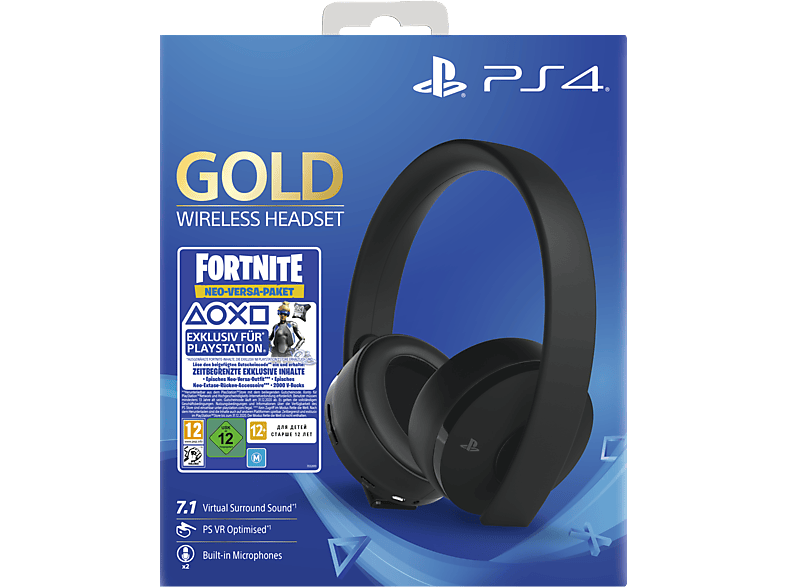 SONY PS4 7.1 Wireless Headset Gold Edition Fortnite Neo Versa Bundle