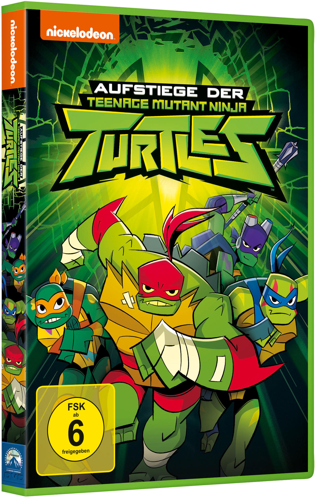 Teenage Mutant Ninja Turtles DVD-Cover mit Schildkröten und Logo.