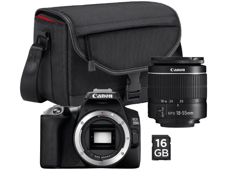 Promotie Intiem wapenkamer CANON Reflexcamera EOS 250D + 18-55mm + Accessoires (3454C010AA)