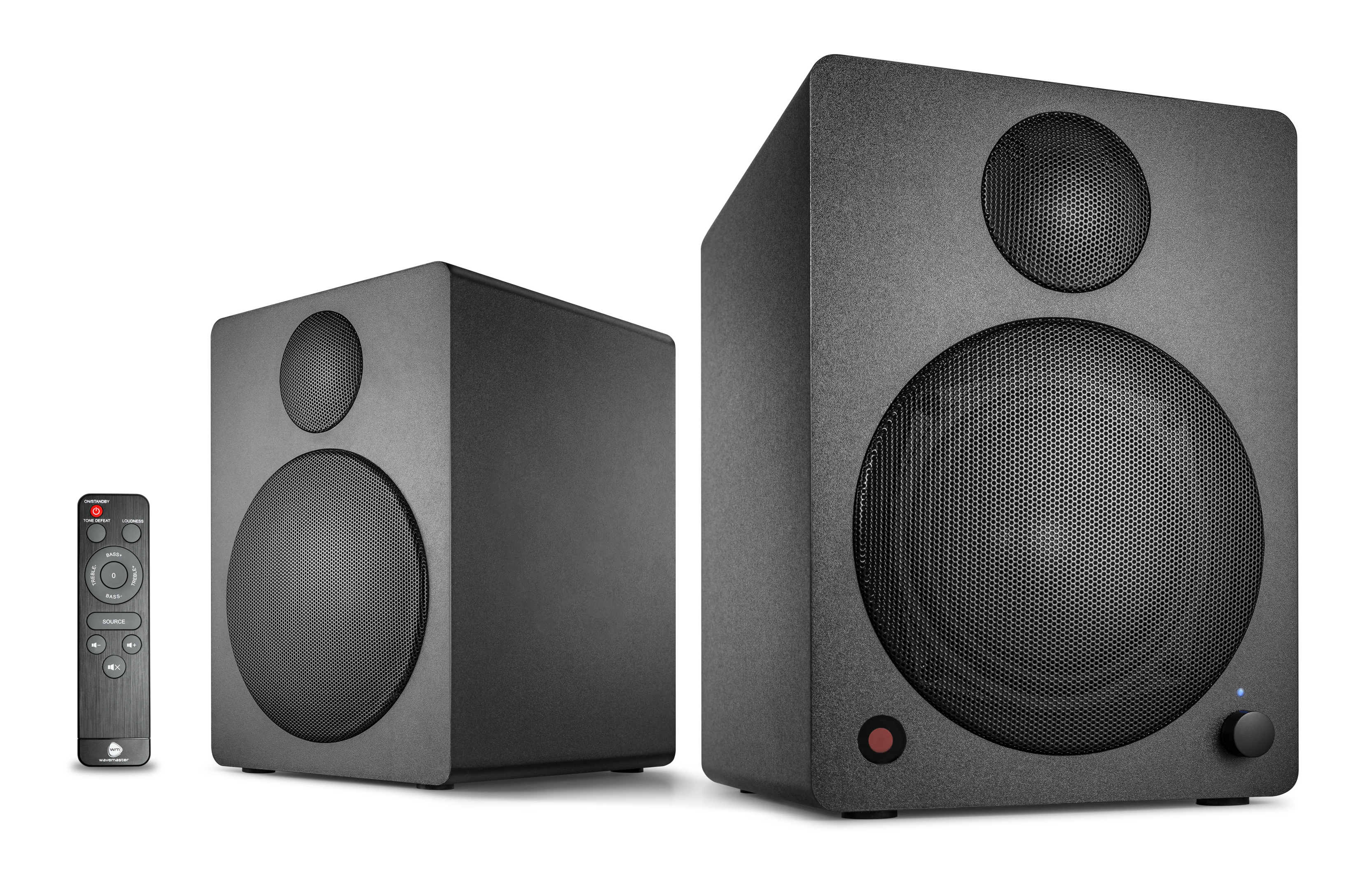WAVEMASTER CUBE NEO Regallautsprecher (Aktives Regallautsprechersystem mit Bluetooth und Fernbedienung, Schwarz