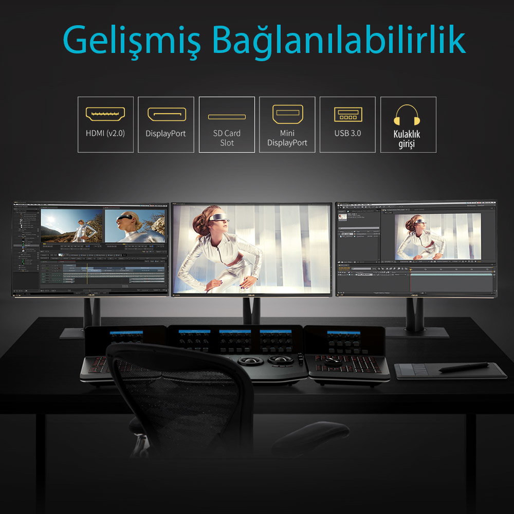 ASUS 32 inç PA328Q IPS 4K Ultra HD 3840X2160 6 Ms HDMI Monitör