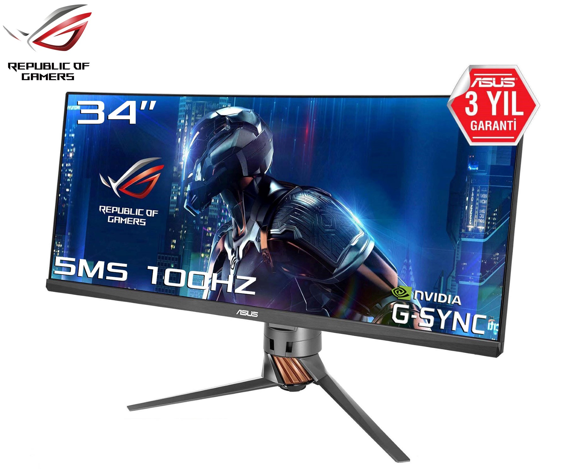 ASUS ROG Swift PG348Q 34 inç 1ms (HDMI+Display) G-Sync Ultra Wide QHD Curved Oyuncu Monitör
