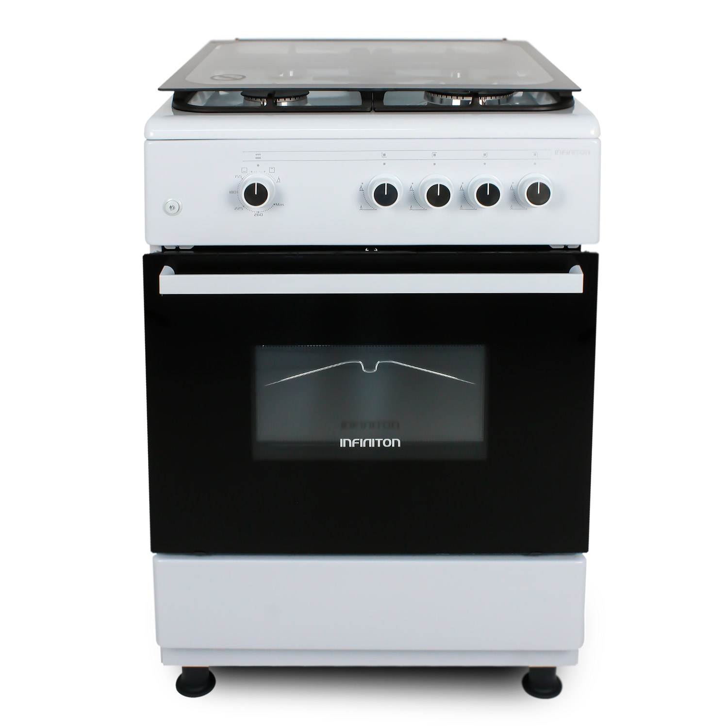 Cocina - Infiniton CC6660BLHE,  GAS BUTANO y NATURAL, Parrilla de forja Triple corona