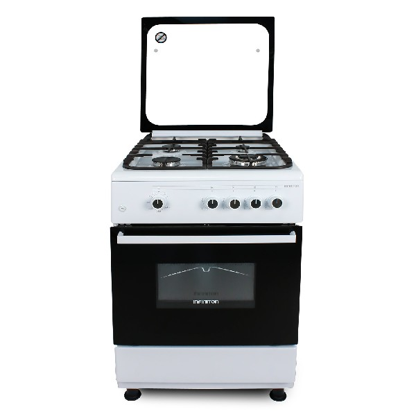 Cocina - Infiniton CC6660BLHE,  GAS BUTANO y NATURAL, Parrilla de forja Triple corona