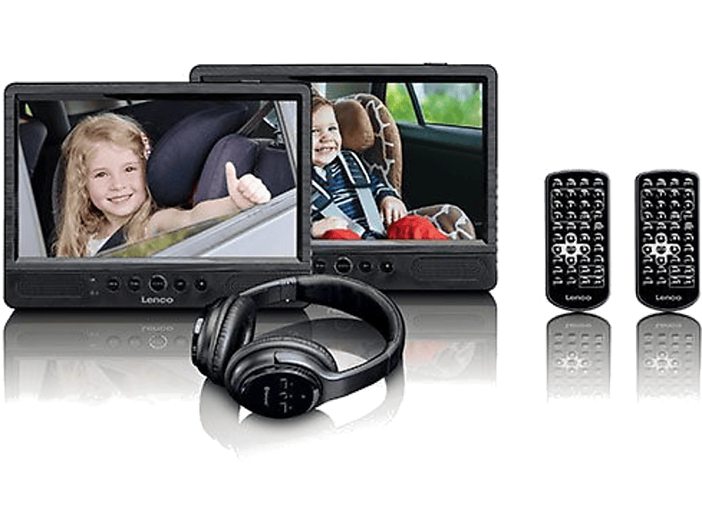 LENCO Draagbare DVD-speler dubbele schermen + Bluetooth Hoofdtelefonen (DVP-1047BK)