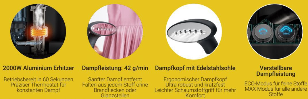 STEAMONE 17872 ST70SB Stilys Dampfglätter 2000 Watt
