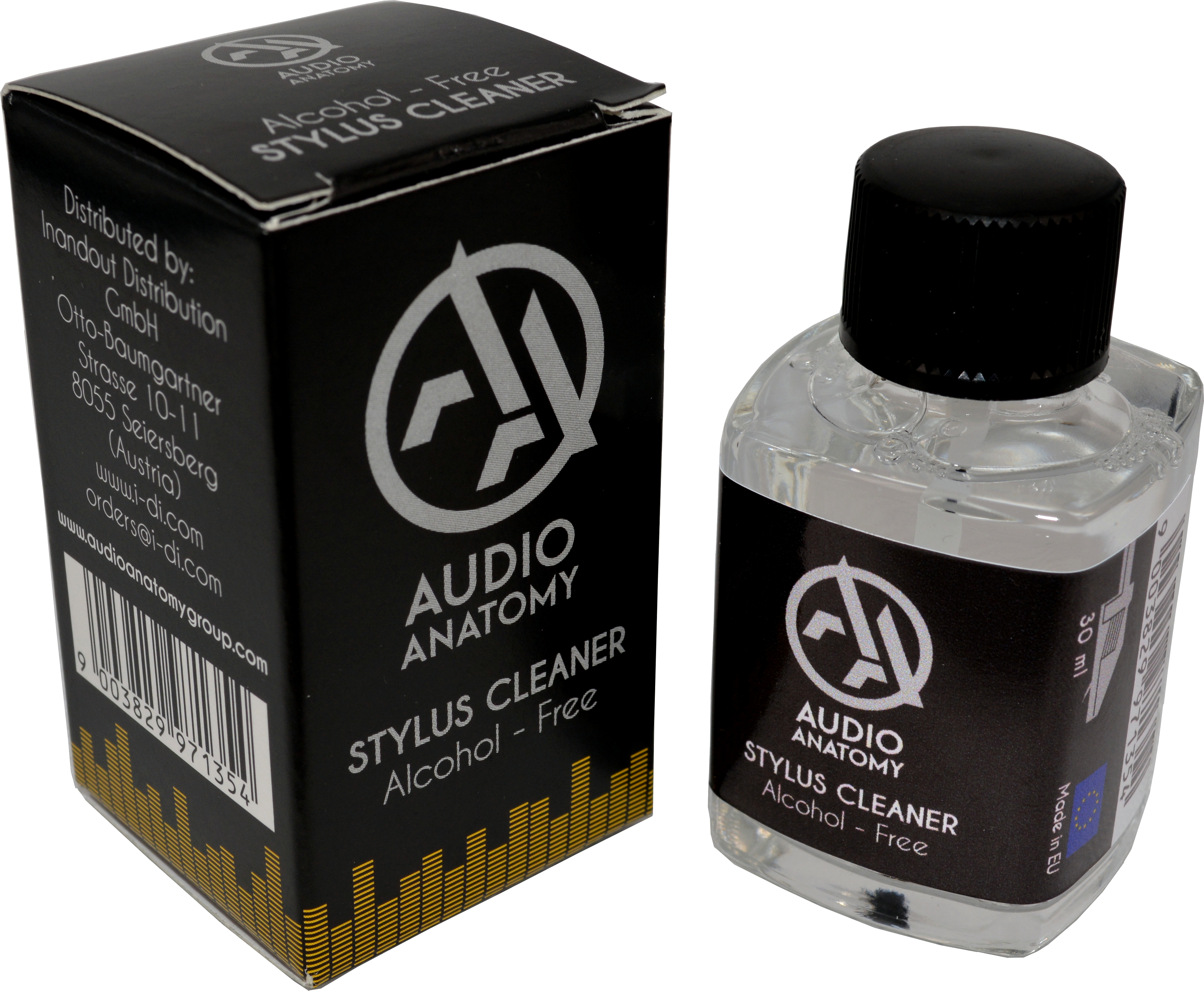 Audiophile minőségű tű- /fejtisztító folyadék puha kefével, 30 ml