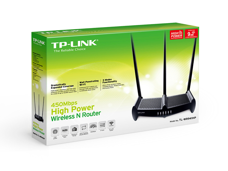 TP-LINK 450Mbps 4xLAN Port High Power WiFi Router