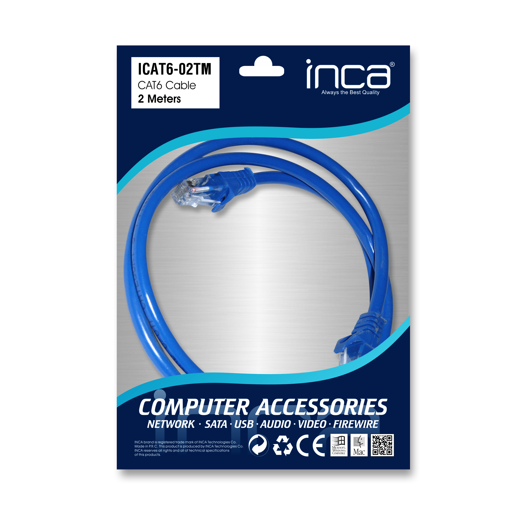 INCA CAT6 2m Kablo Mavi
